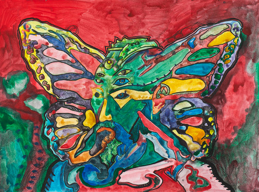 Butterfly Mystic: The Bearded Sage - Original Watercolor