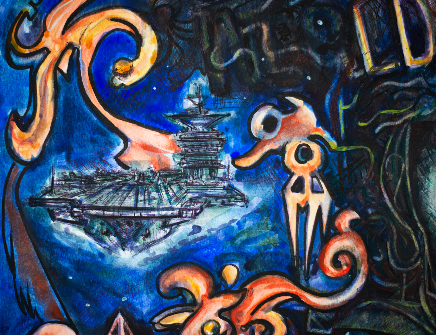 The World Is Yours: Cosmic Warrior - Original Watercolor