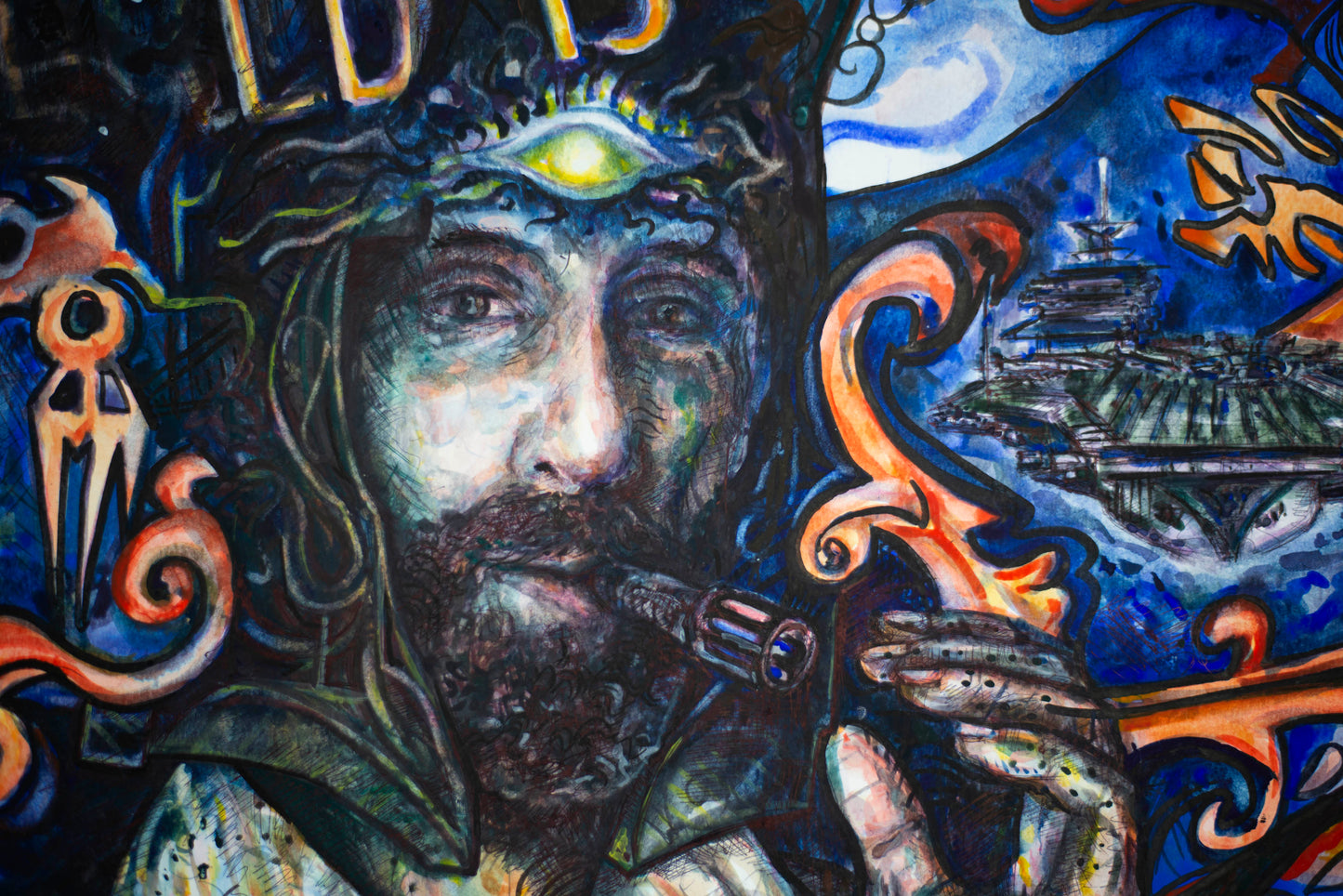 The World Is Yours: Cosmic Warrior - Original Watercolor